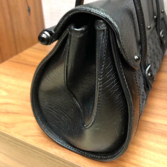 Gucci Black GG Canvas Leather Bamboo Bullet Bag - Picture 5 of 8